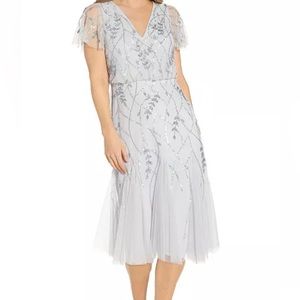 Adrianna Papell Beaded Dress light blue/grayish  size 10